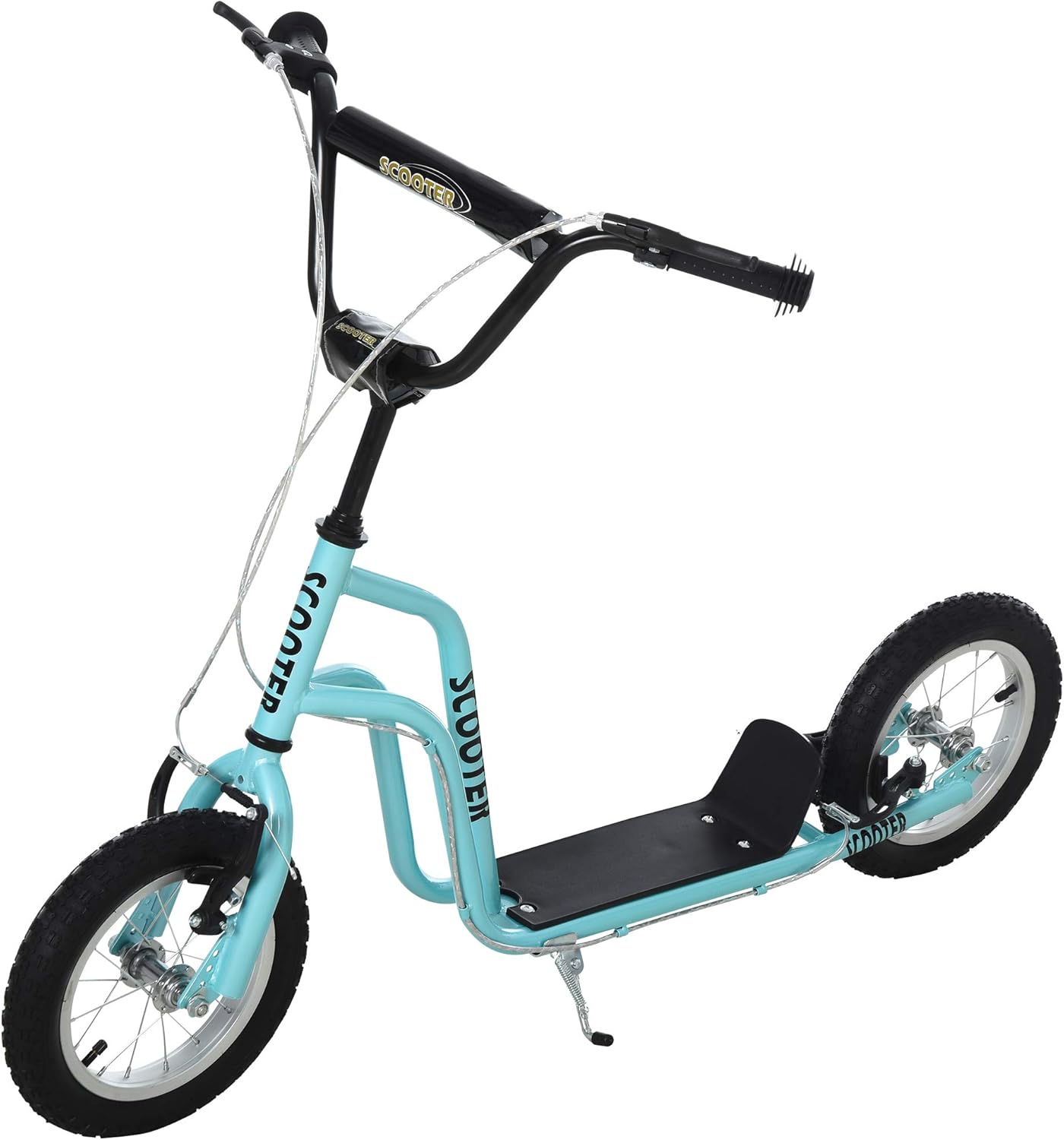 HOMCOM Teen Kids Stunt Scooter Children Kick Scooter Adjustable Handlebar 2 Brakes Ride On 12 Inch Rubber Tyres-0