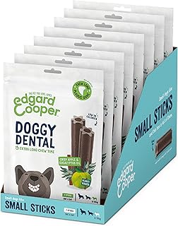 Edgard & Cooper Treats Dental Stick, Small - Eucalyptus & Apple - (8 x 7 stick pack), Natural Dog Chew Sticks, Dental Hygiene, One per Day, Low Calorie, Long Chewing, Fresh Breath