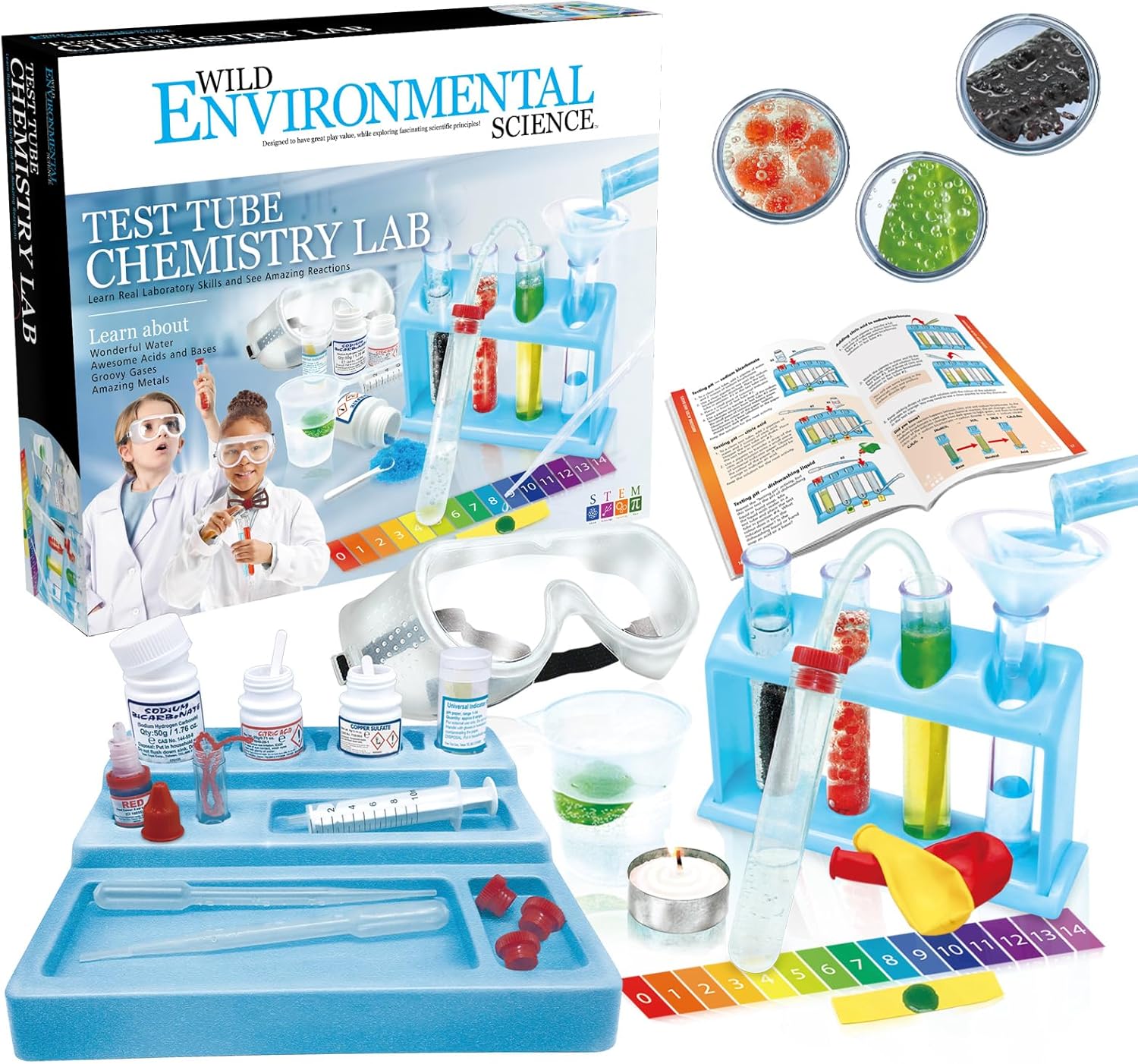 Wild Environmental Science TEST TUBE CHEMISTRY LAB | Kids Toys for Science Experiments | Hands-On Lessons in Chemistry | Safe & Fun Educational Kit for Budding Chemists | Ages 8+-0