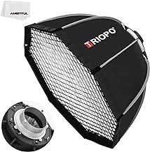 Triopo 65 cm Portable Photo Bowens Mount Octagon Umbrella Softbox Quick Installation Softbox + Honeycomb Grid for Studio Strobe Outdoor Photography 65 cm