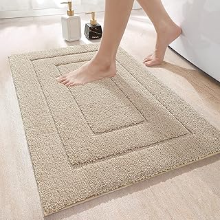 DEXI Bath Mat 60 x 110 cm, Non-Slip Bathroom Mat Machine-Washable, Ultra Soft and Water Absorbent Bath Rug for Bathroom, Tub and Shower - Beige