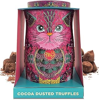 Monty Bojangles Cocoa Dusted Chocolate Truffles Cat Tin (Persian Pink - 4.7oz) Choccy Scoffy Flavored Luxury Chocolatey Truffles - Collectable Cat Tin