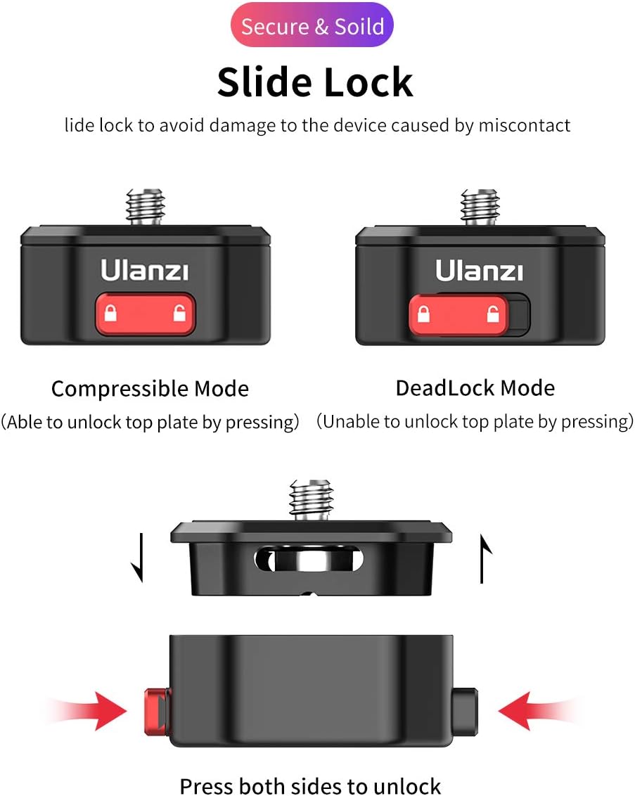 ULANZI Claw Quick Release Camera Mount, Metal Quick Release Plate with 1/4'' Screw, Quick Rlease Tripod Mount for DSRL Cameras/Gimble/Tripod/Monopod/Ball Head/Slider-4