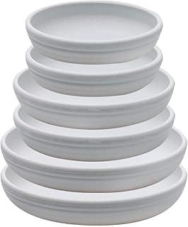 SAROSORA Round Plastic Plant Saucer Drip Tray Set of 6 for Indoor Outdoor Home Garden Flower Plant Container Flower Pot Pallets ((14+17+20cm) x2, White-Grey)