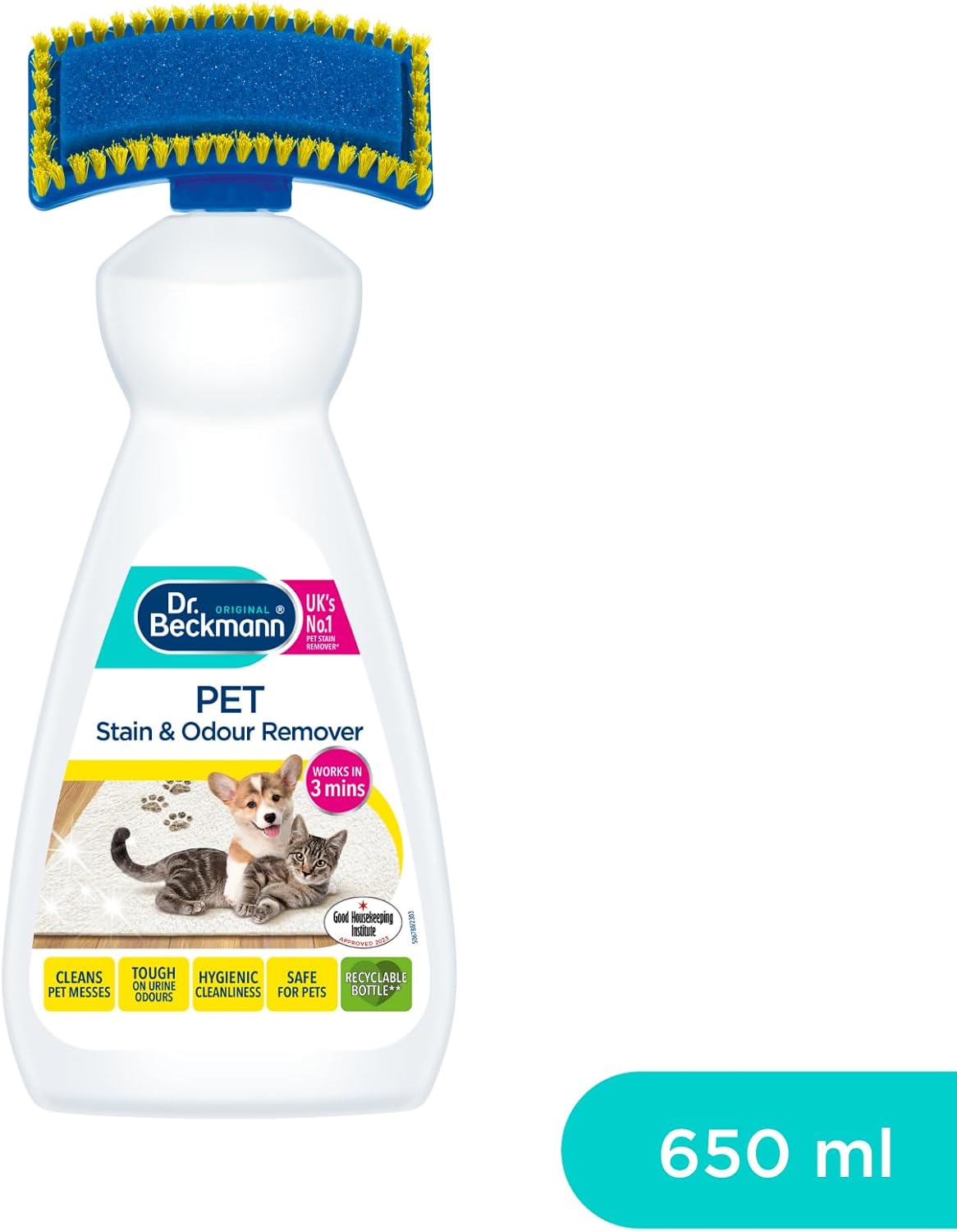 Dr. Beckmann Pet Stain & Odour Remover, Eliminates stains and odours caused by pets, incl. applicator brush, 650 ml-3