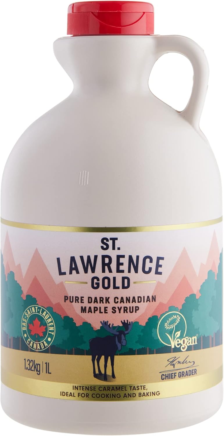 St Lawrence Gold 100% Pure Canadian Maple Syrup 1L - Grade A, Dark Maple Syrup for Cooking, Marinating and Baking - Robust, Caramel Taste - Gluten Free, Vegan-0