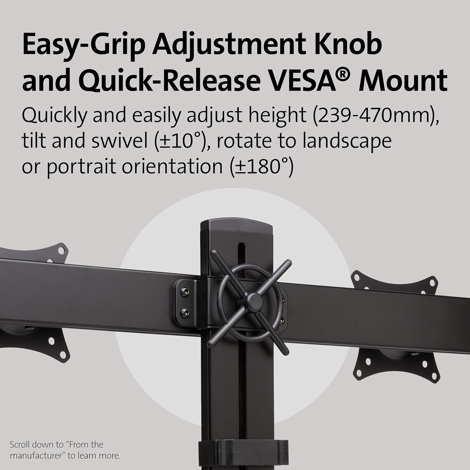 Kensington Monitor Arm with Vesa Mount - Space-Saving Small Monitor Arm for Two Screens with Height Adjustable Settings, Dual Monitor Arm for Home Office, Black (K55513WW)-2