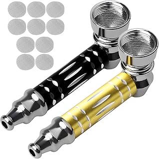 2 PCS Father's Pocket Decor Small Mini Pipes Holder Portable Detachable with 10PCS Stainless Steel Screen Filters for Grandfather, Husband, Boyfriend Gift Collection Multi-Functional