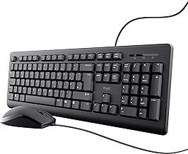 Trust Taro Wired Keyboard and Mouse Set - Qwerty UK Layout, Full-Size Keyboard, Spill-Resistant, 1.8 m Cable, USB Plug and Play, Quiet Combo for PC and Laptop - Black