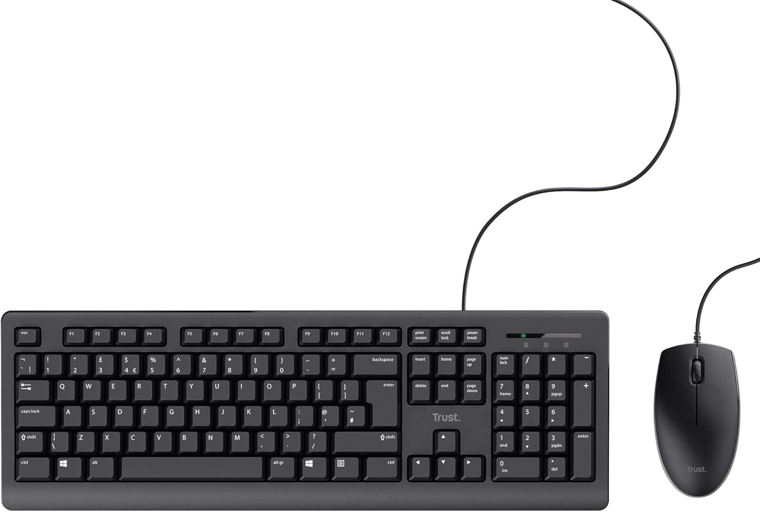 Trust Taro Wired Keyboard and Mouse Set - Qwerty UK Layout, Full-Size Keyboard, Spill-Resistant, 1.8 m Cable, USB Plug and Play, Quiet Combo for PC and Laptop - Black-7