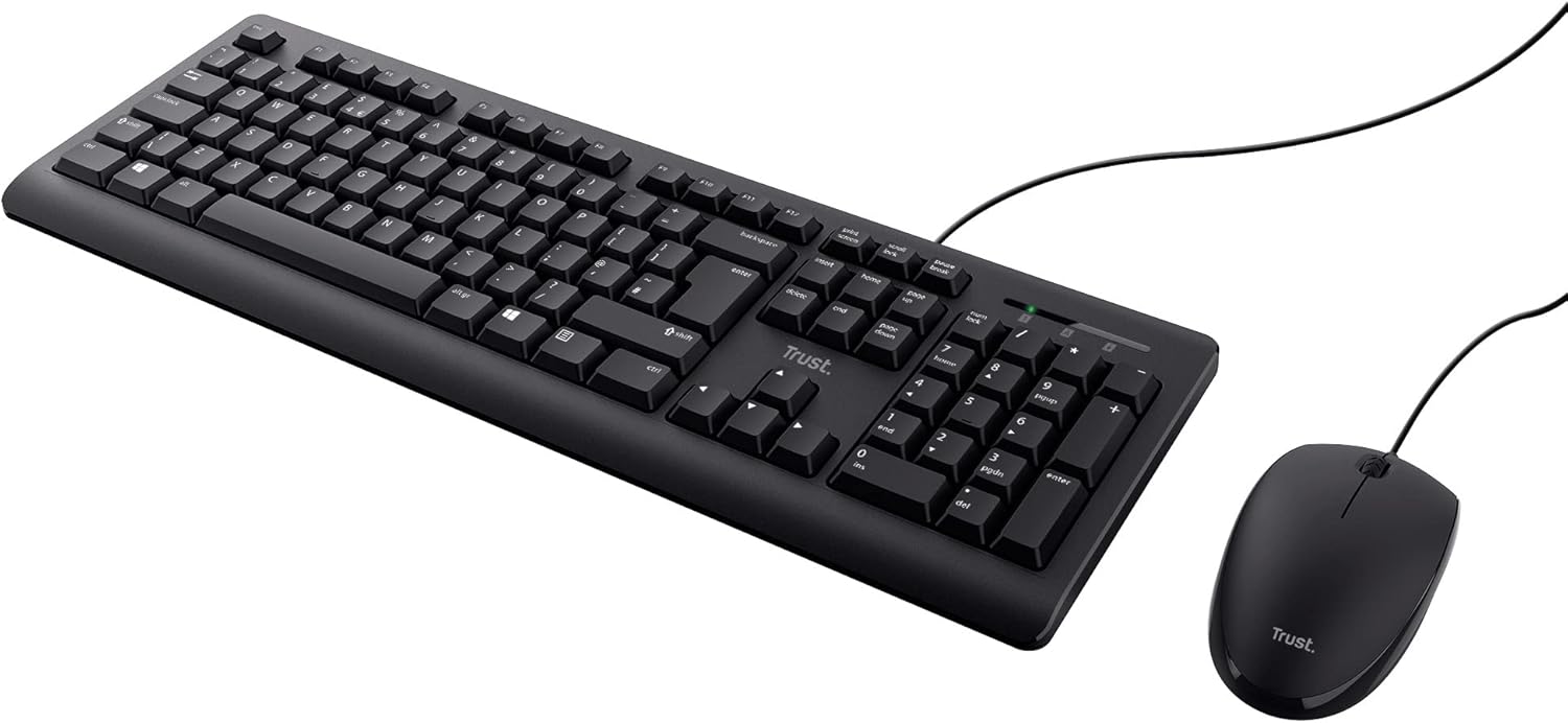 Trust Taro Wired Keyboard and Mouse Set - Qwerty UK Layout, Full-Size Keyboard, Spill-Resistant, 1.8 m Cable, USB Plug and Play, Quiet Combo for PC and Laptop - Black-8