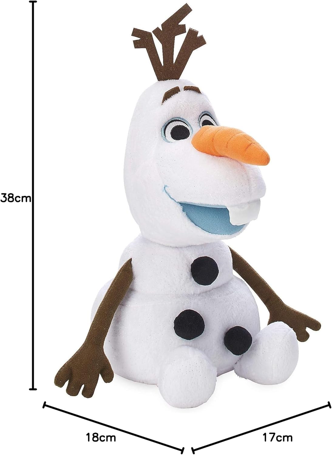 Disney Store Official Olaf Soft Toy, Frozen 2, 38cm/15”, Cuddly Plush Toy Snowman with Shimmery Finish and Embossed Snowflakes, Suitable for All Ages-6