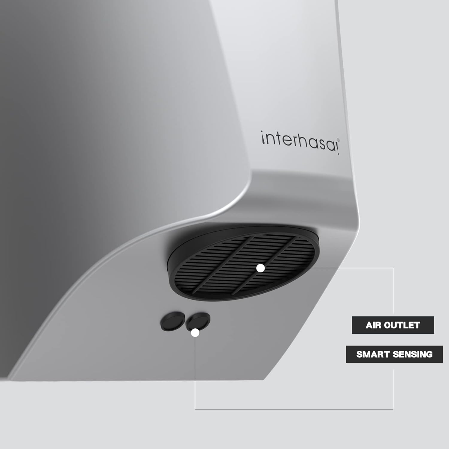 interhasa! Automatic Hand Dryer Wall-mounted Mini High Speed Dryer with 600W Energy Efficient for Household Hotel Commercial (Sliver)-3