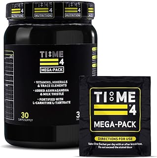 Time 4 Mega - Pack 30 Day Supply - Ultra High Strength Vitamins, Minerals, Trace Elements, Herbal Extracts, Omega 3 Fatty Acids, L-Carnitine, CoQ10, Liver Support Liver Health & Nootropic Complex