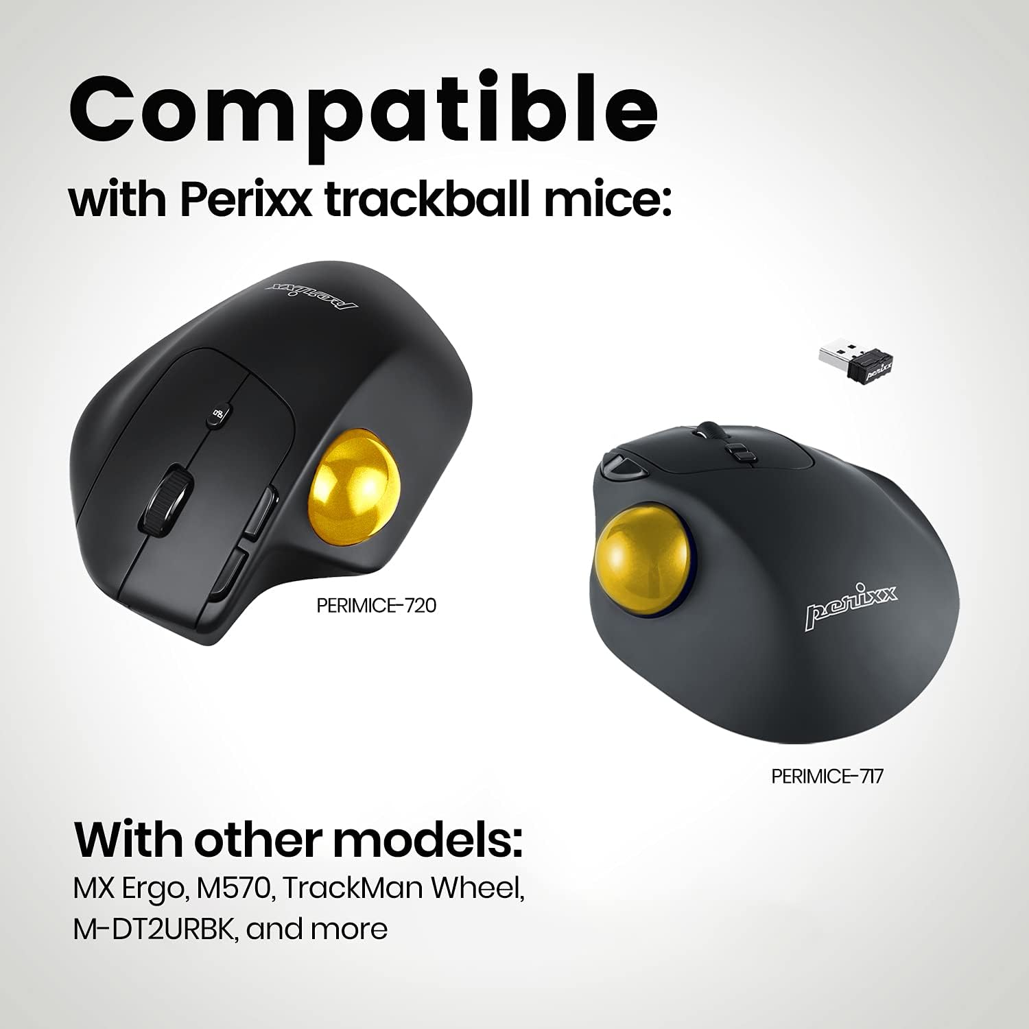 perixx PERIPRO-303 GGO 34mm Trackball Replacement Trackball for M570, PERIMICE-517/520/717/720, and Other Compatible Trackball Mice – Shiny Gold-4