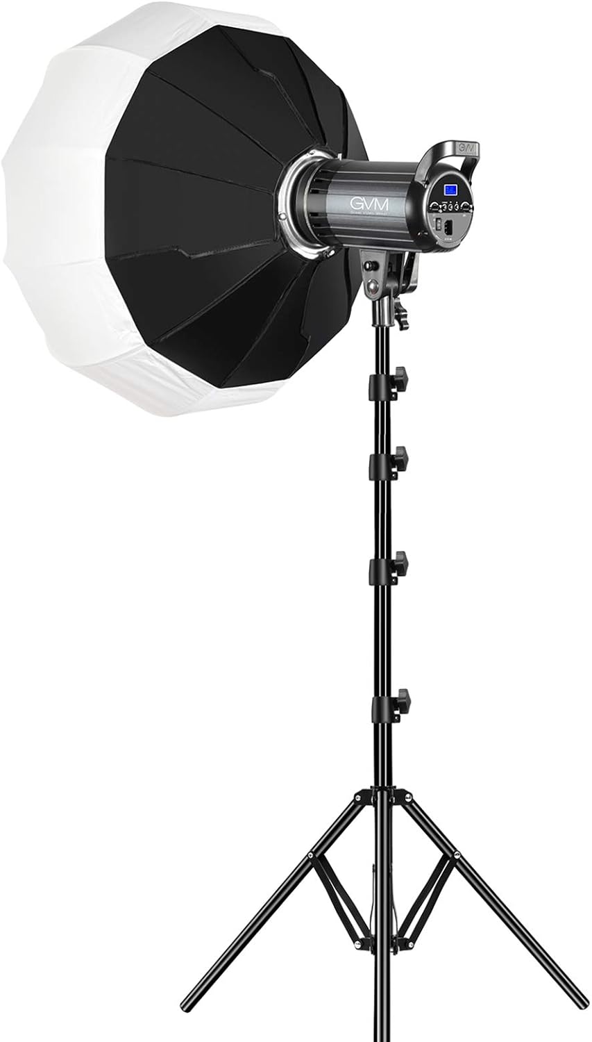 Bi-Color LED Video Light, GVM 100W Photography Lighting with Bowens Mount, APP Control System, Lantern Softbox Video Lighting Kit for YouTube Outdoor Studio, Dimmable 3200K-5600K, CRI 97+-0