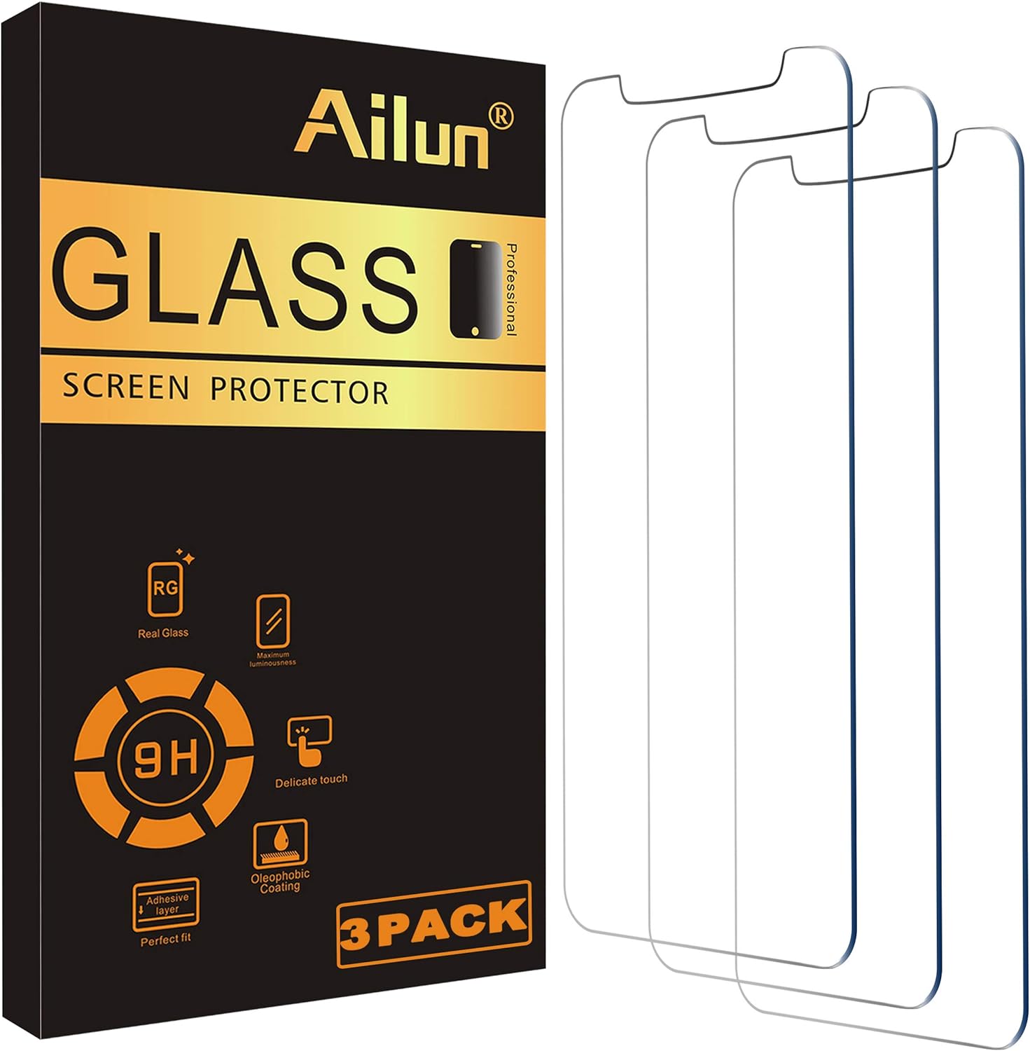 Ailun Glass Screen Protector for iPhone 12/iPhone 12 Pro 2020 6.1 Inch 3 Pack Tempered Glass-0