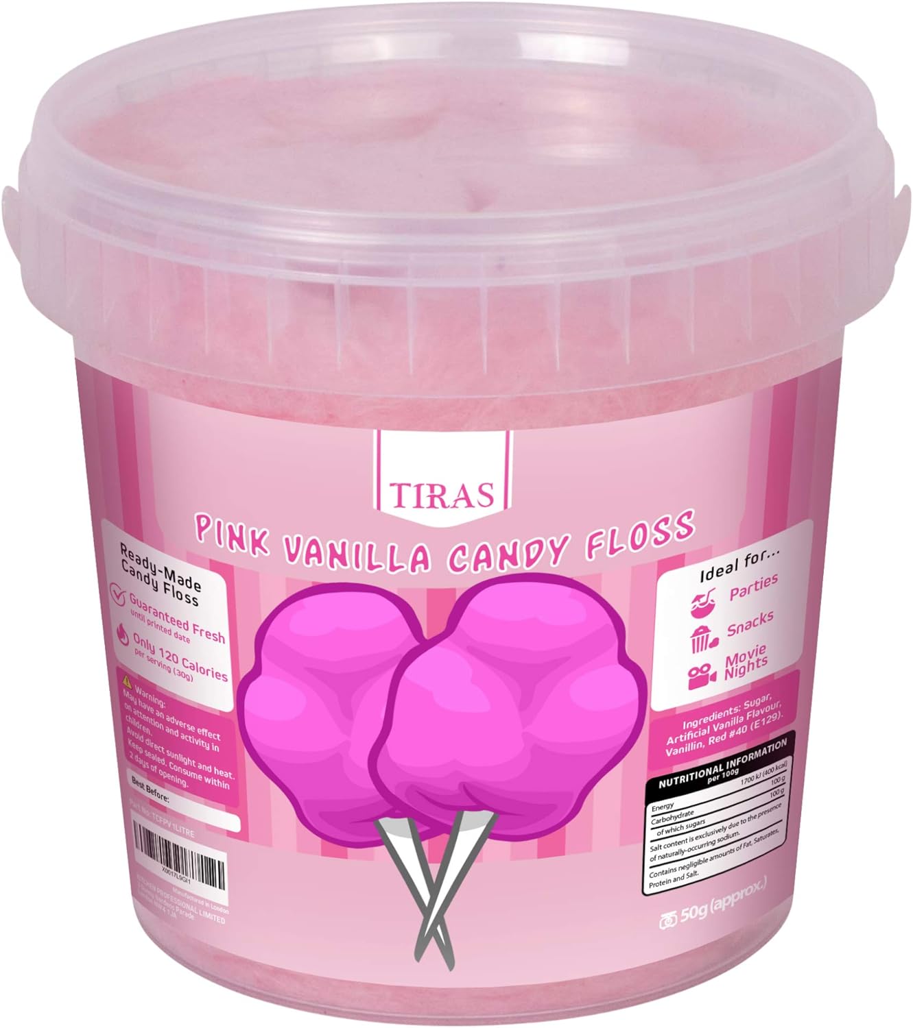 TIRAS Vanilla Pink Candy Floss - Cotton Candy 50g-0