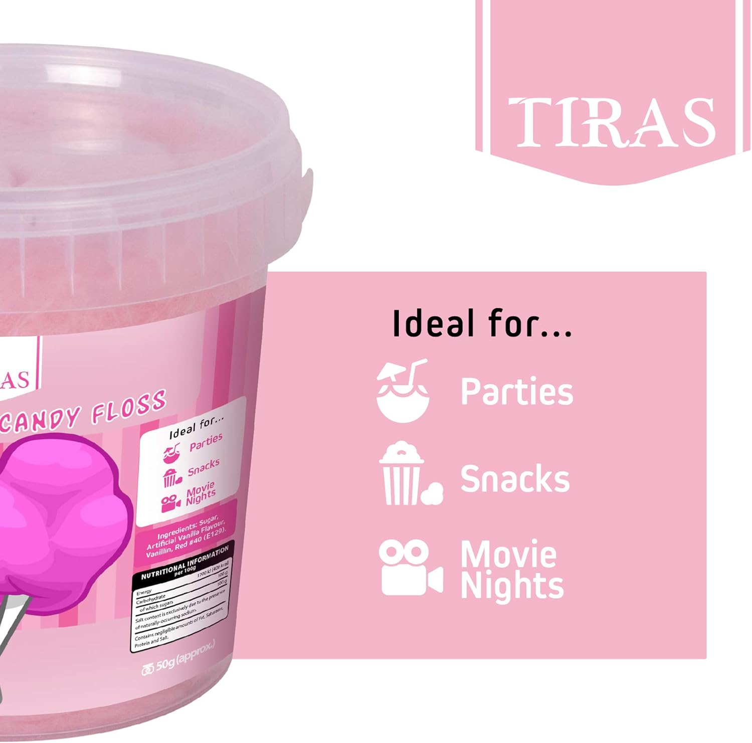 TIRAS Vanilla Pink Candy Floss - Cotton Candy 50g-2