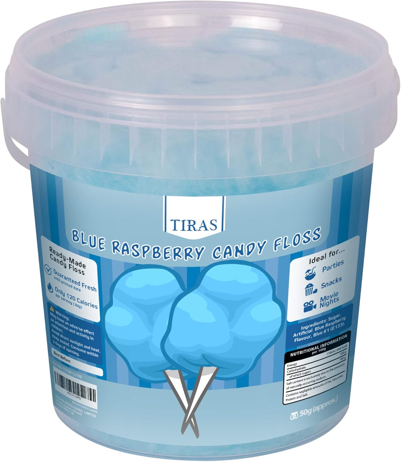 TIRAS Blue Raspberry Candy Floss - Cotton Candy 50g-0