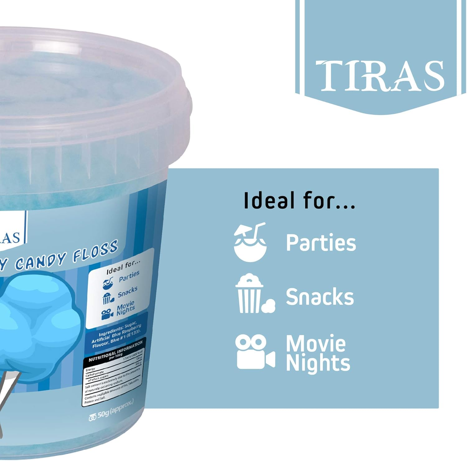 TIRAS Blue Raspberry Candy Floss - Cotton Candy 50g-2