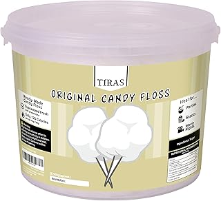 White Candy Floss - Prepared Fluffy Cotton Candy, Perfect for Parties and Events - Large Candy Floss Tub (500g)