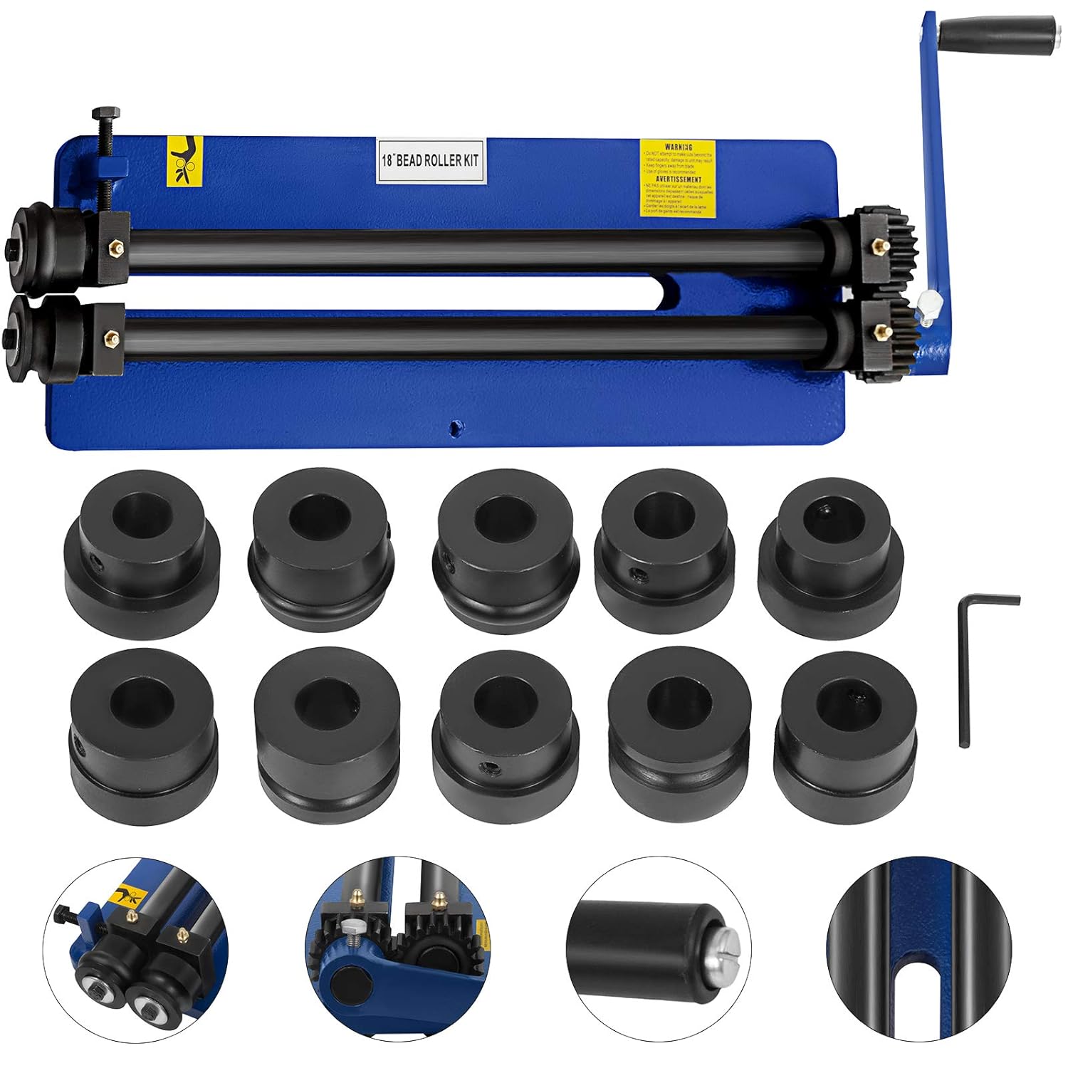 VEVOR 18" Sheet Metal Bead Roller Bead Roller Former Swager Rotary Swaging Machine Included Convenient 6 Die Sets Flexible, 18" Bead Roller Former Swager Rotary Swaging Machine Convenient 6 Die Sets-8