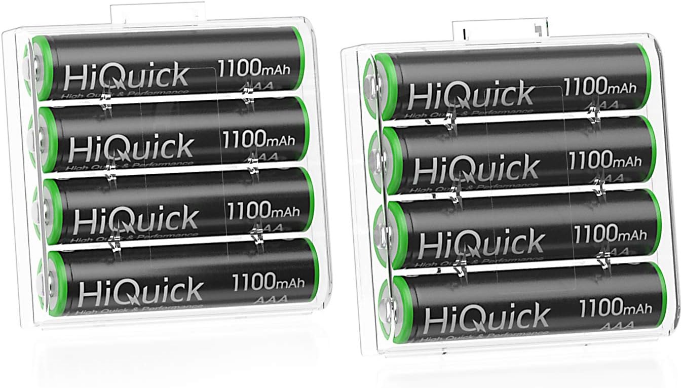 HiQuick 8-slot AA AAA LCD Battery Charger, 5V 2A Fast Charging Function, Type C and Micro USB Input, with 8 x 1100mAh AAA NI-MH Rechargeable Batteries, Battery and Charger Set-6