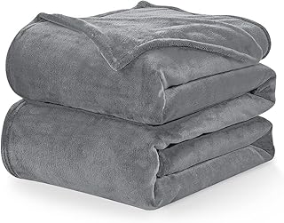 WAVVE Fleece Blanket Sofa Throw Grey 4ft x 5ft - Fluffy Soft Warm Versatile Blanket for Sofa/Couch/Bed Throw/Single Size Gray,130x150 cm