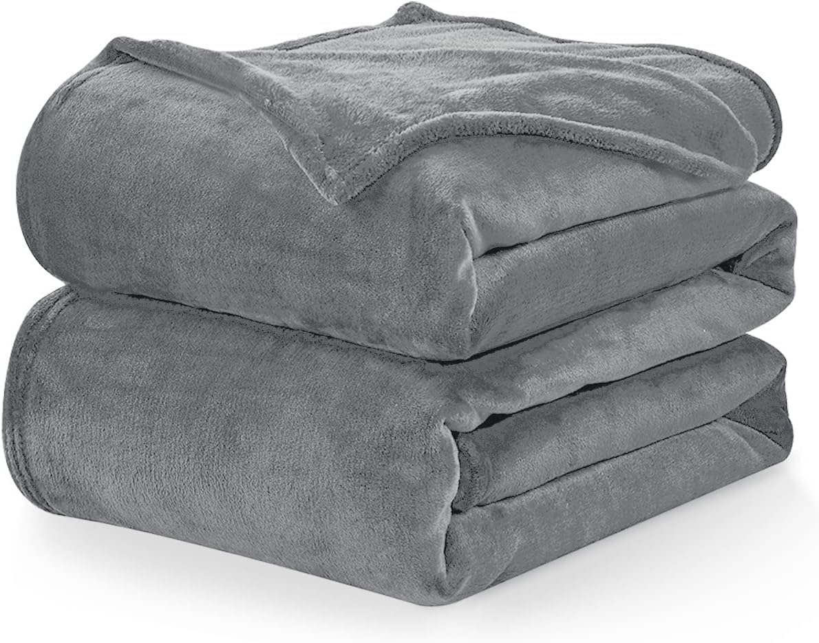 WAVVE Fleece Blanket Sofa Throw Grey 4ft x 5ft - Fluffy Soft Warm Versatile Blanket for Sofa/Couch/Bed Throw/Single Size Gray,130x150 cm-0