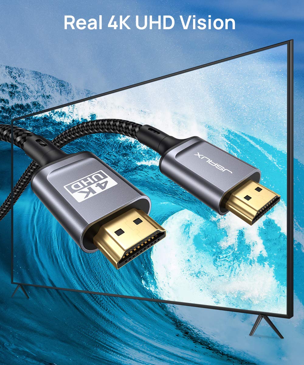 JSAUX 4K HDMI Cable 3M, Ultra High Speed 18Gbps HDMI 2.0 Cable Lead Support 4K@60Hz HDR, HDCP 2.2, 2160P, HD 1080P, Ethernet, 3D, ARC Compatible with Fire TV, Apple TV, PlayStation PS4 PS3 PC - Grey-1