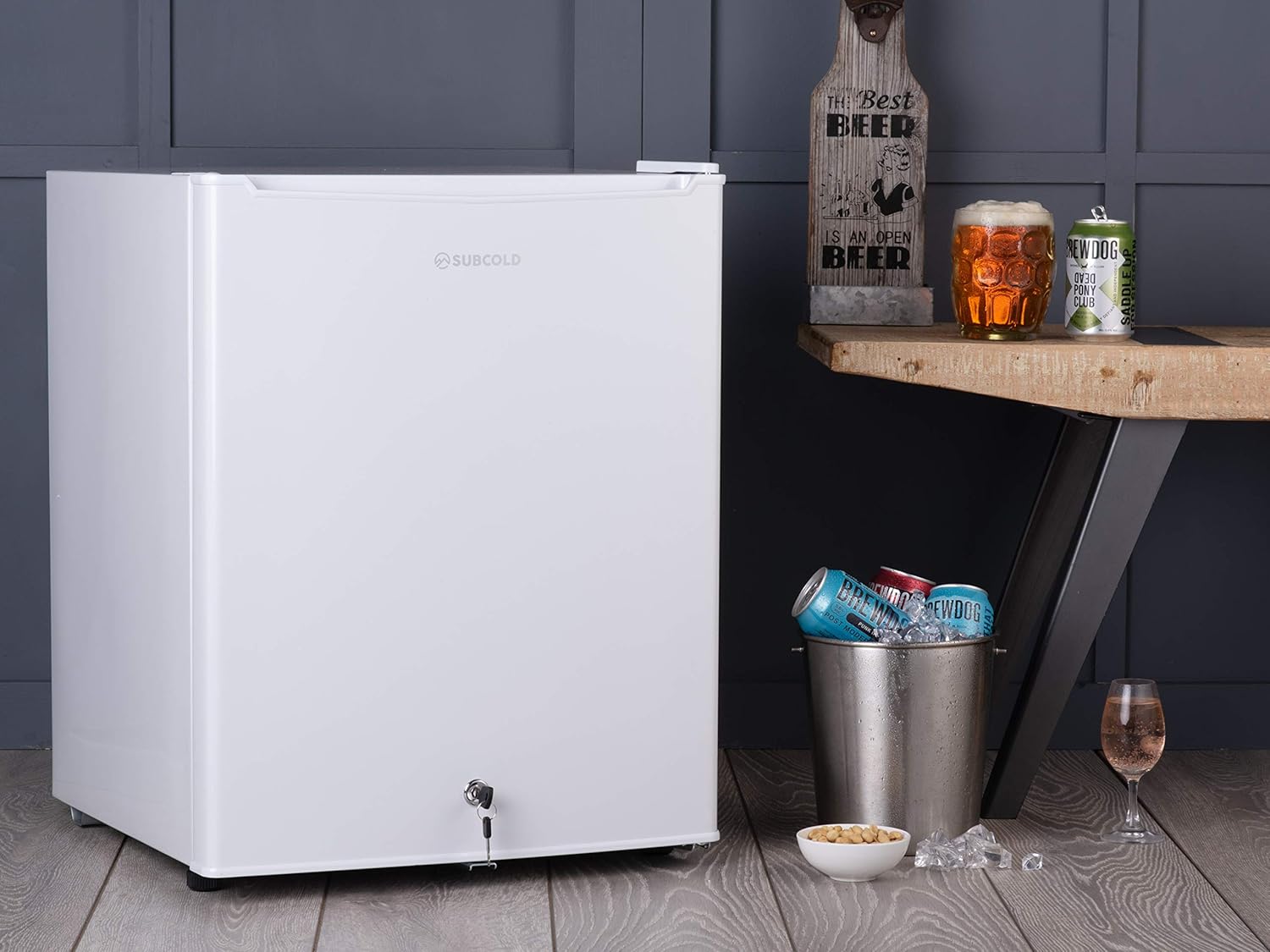 Subcold Eco75 Mini Fridge White | Table-Top Model | Counter-Top Fridge | Solid Door with Chiller Box | Lock & Key | Energy Efficient (75L, White)-1