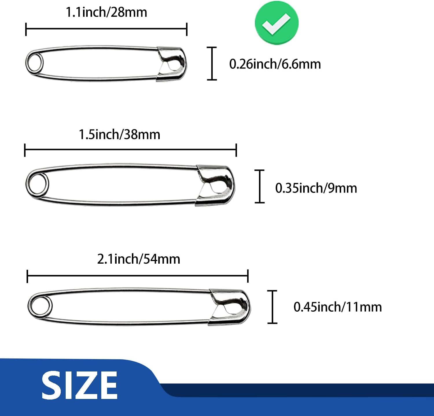 ZIPCCI 1000 Pcs 1.1 inch Safety Pins,Small Safety Pins, Mini Safety Pins Small, Nickel Plated-2