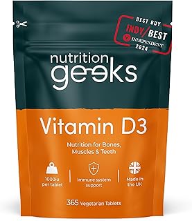 Vitamin D 1000iu - 1 Year Supply, 365 Easy-Swallow Vitamin D Tablets, Vegetarian Vitamin D3, High Strength Immune Support Supplement - Awarded by The Independent UK