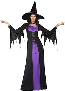 amscan 9908293 Adult Ladies Classic Purple Witch Fancy Dress Halloween Costume & Hat Book Week Outfit (UK Dress Size 12-14)