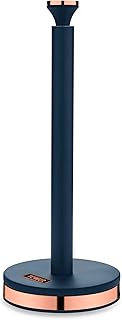 Tower T826133MNB Cavaletto Towel Pole Kitchen Roll Holder with Soft Underliner, Midnight Blue and Rose Gold