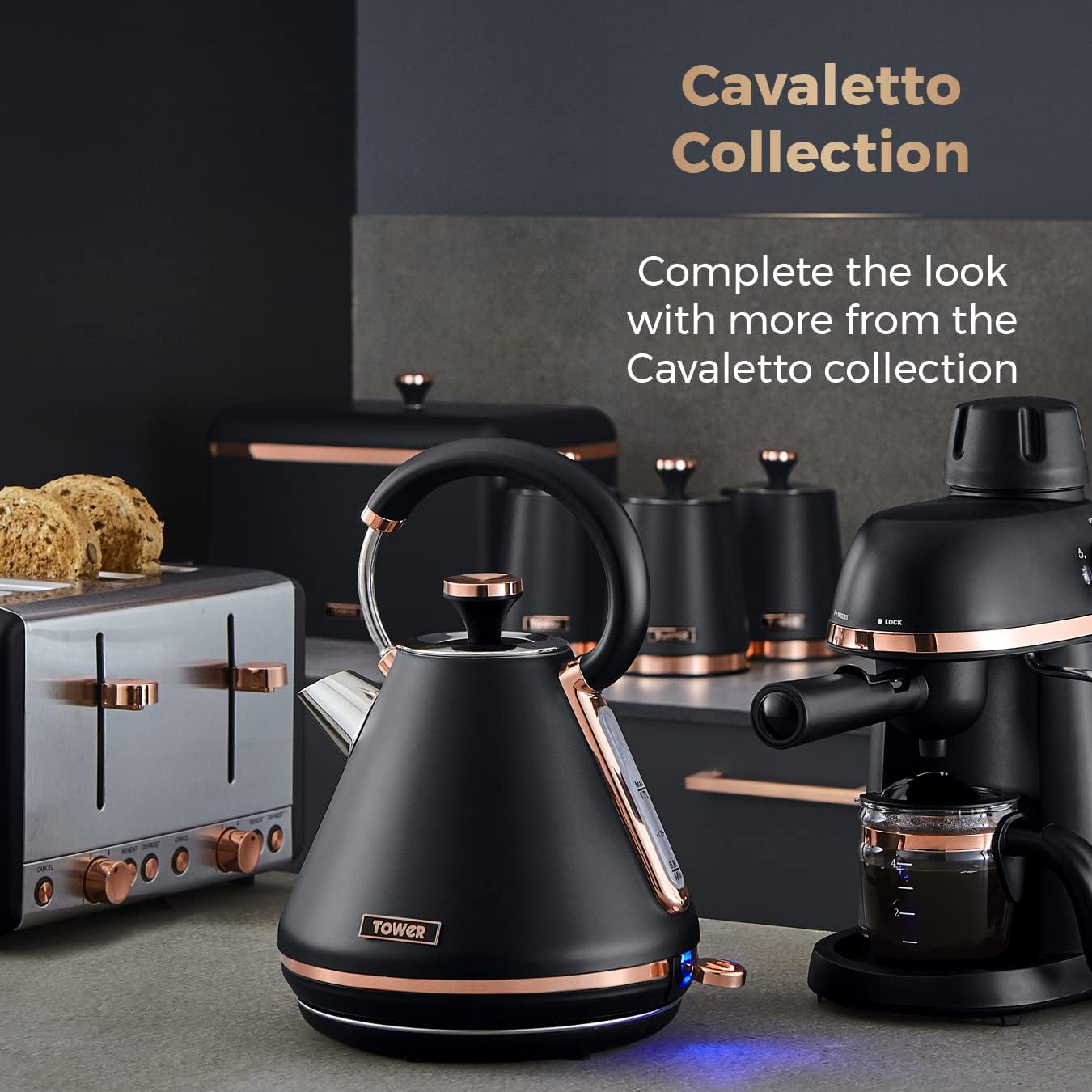 Tower T826130BLK Cavaletto Bread Bin with Removable Lid, Large Capacity, Durable Steel Body, Black and Rose Gold-7