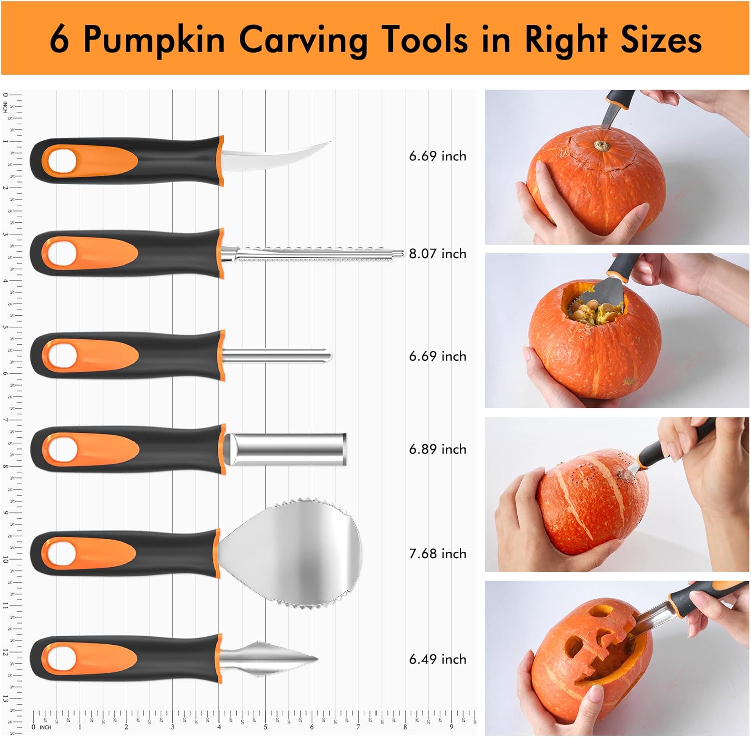 Shuttle Art 25 PCS Halloween Pumpkin Carving Kit, 15 PCS Professional Premium Quality Stainless Steel Pumpkin Carving Tool Set with 10 Pumpkin Stencils Carrying Case for Kids Adults Sculpting Carving-1