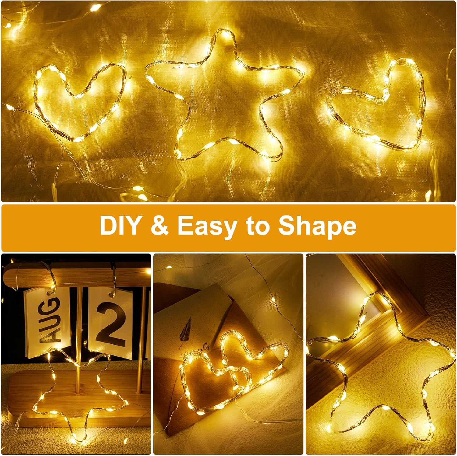 LED String Lights Battery Operated, 20 Pack 1M 10 LED Fairy Lights, Copper Wire Lights for Bedroom Christmas Wedding Party Festival Decoration Outdoor Camping-3