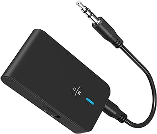 Bluetooth 5.0 Transmitter and Receiver, Jsdoin 2-in-1 Wireless Bluetooth Adapter, 3.5mm Bluetooth Audio Adapter for TV,PC,Headphones,Speakers(Black)