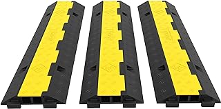 VEVOR 3 Pack of 2 11000lbs per Axle Capacity Protective Wire Cord Ramp Driveway Rubber Traffic Speed Bumps Cable Protector