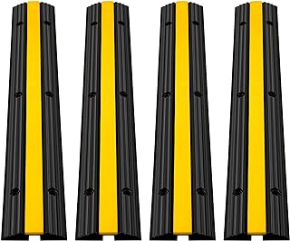 VEVOR 4 Pack of 1-Channel Rubber Cable Protector Ramps Heavy Duty 18000Lbs Load Capacity Cable Wire Cord Cover Ramp Speed Bump Driveway Hose Cable Ramp Protective Cover