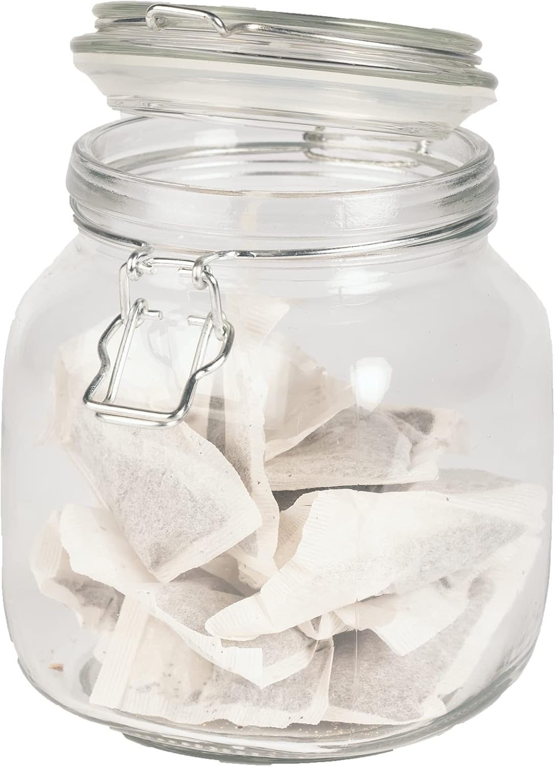 Maison & White 1L Clip Top Glass Jars - Set of 6 | Airtight Glass Storage | Perfect for Dry Food, Coffee Beans & Tea Bags | Kitchen Preserving & Spice Containers | M&W-4