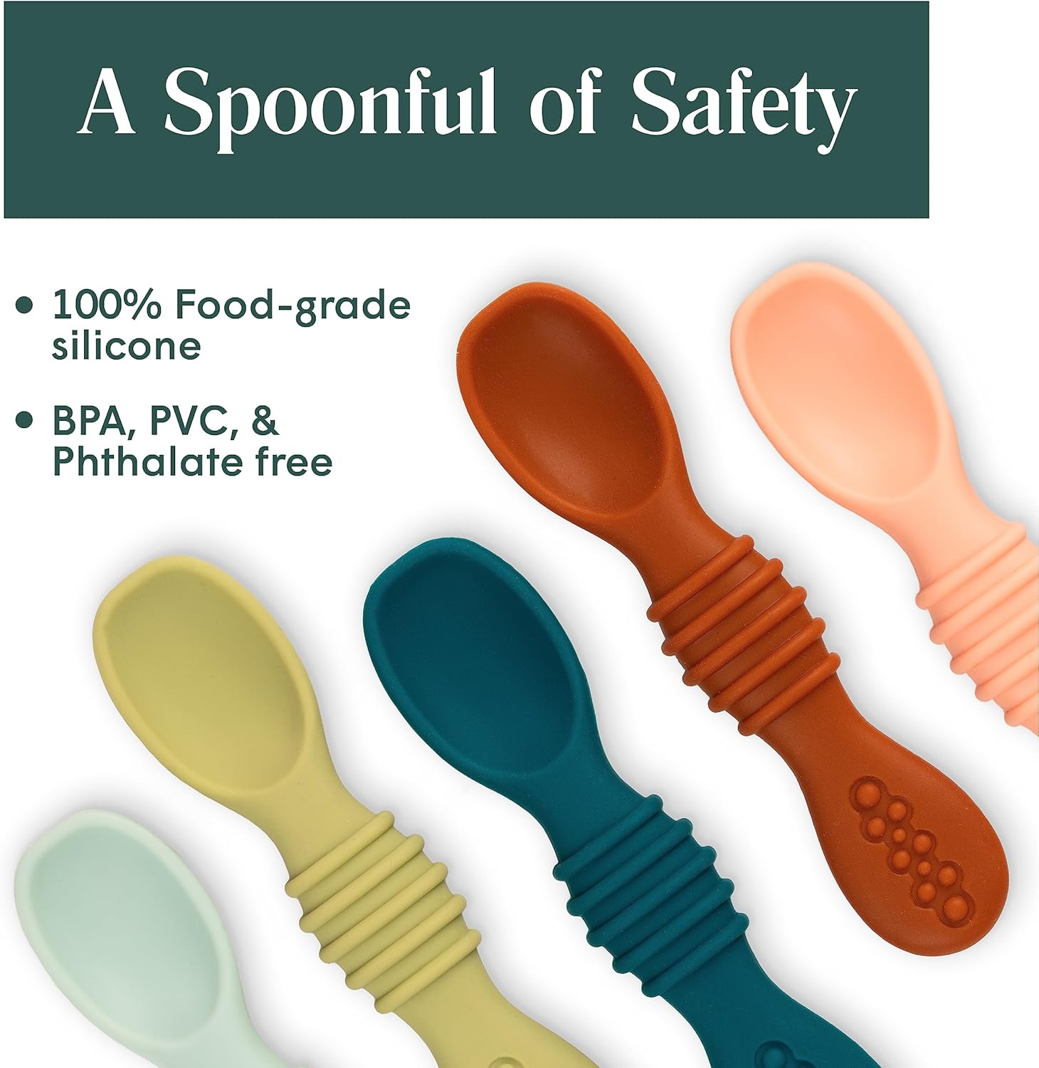 Simka Rose Silicone Baby Spoons Self Feeding 6 Months - First Stage Infant Spoons for Babies & Toddlers- Baby Led Weaning Spoons Set of 6- Easy on Gums Food Training Utensils Dishwasher Microwave Safe-2