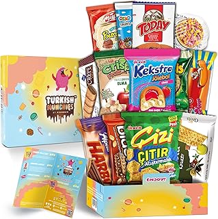 Midi International Food Hamper | Premium Exotic Foreign Foods | Unique Hampers & Gourmet Gift for Men and Women | American Alike Retro Turkish Foods | 12 Full-Size + 1 Bonus Snacks