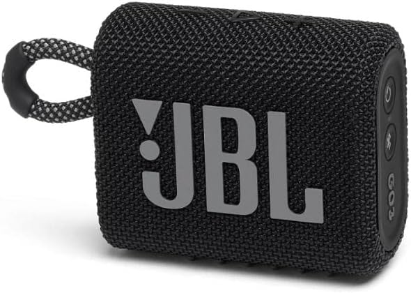 JBL GO 3 Wireless Bluetooth Portable Speaker with Integrated Loop for Travel with USB C Charging Cable, Black-0