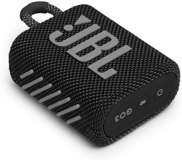 JBL GO 3 Wireless Bluetooth Portable Speaker with Integrated Loop for Travel with USB C Charging Cable, Black-1