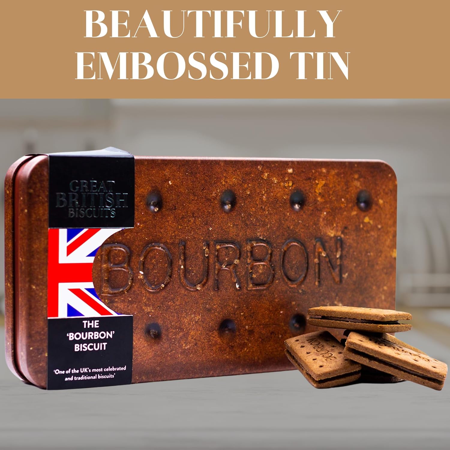 Giant Bourbon Biscuits Gift Set - Chocolate Biscuit Tin Christmas Gifts, Family Biscuits Box with Luxury Bourbon Chocolate Biscuits - Biscuit Hamper Gift Ideas, Chocolate Gifts for Men & Women, 400g-3