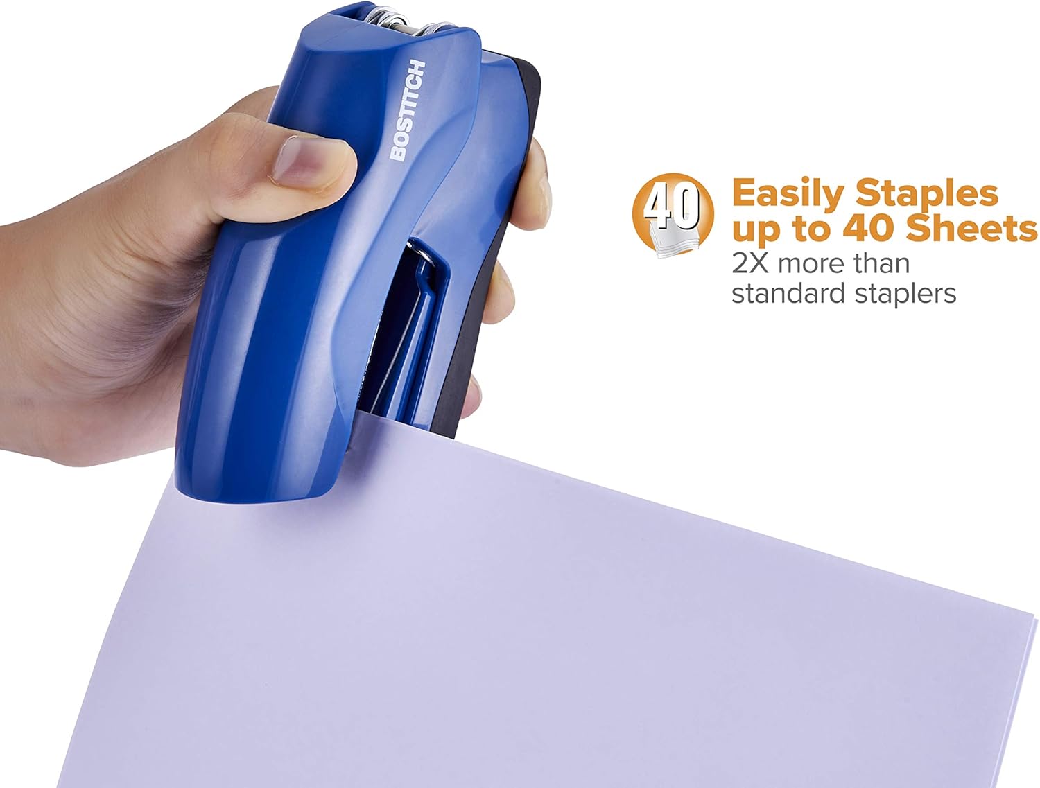 Bostitch Office Heavy Duty 40 Sheet Stapler, Small Stapler Size, Fits into The Palm of Your Hand; Navy Blue-5