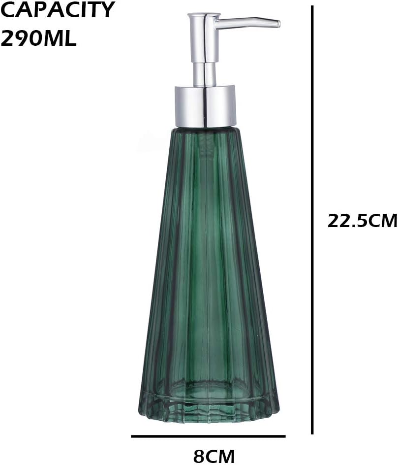 YunNasi Glass Soap Dispenser with Pump, Refillable Liquid Hand Soap Dish Soap Dispensers for Bathroom Counter, Kitchen Sink (Dark green)-6